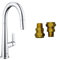 GROHE Veletto & UK Adaptors – 1 Lever Kitchen Sink Mixer Tap with Pull-Out Dual Spray (High C-Spout, 28 mm Ceramic Cartridge, 360° Swivel Range, QuickMount Included, Tails 3/8 Inch), Chrome, 30419000