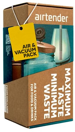 Airtender Air & Vacuum Set (schwarz, 11-tlg. Set, 6x Nanostopper, 1x Vakuumpumpe, 1x Deckelstanze, 1x Luftpumpe, 1x Präzisionsbelüfter, 1x Aufbewahrungsclip, Wein frisch halten) AT9444