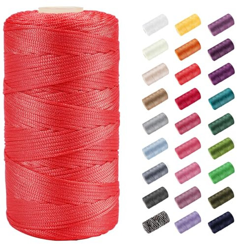 CAMAL Polypropylene Garn 1,5mm x 200m Häkelgarn für Taschen Makramee Garn für Handtasche Häkeln Polypropylene Yarn für Handwerk Wohndekorationen, Platzteller, Umhängetasche (Rot)