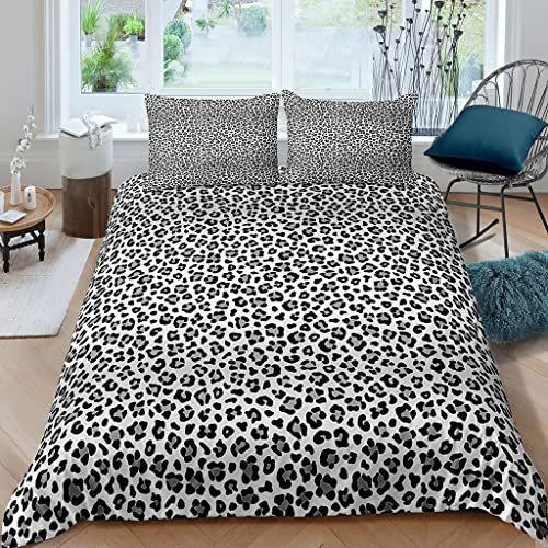 XPINGO Parure de lit Imprimé Léopard 240x260 cm 2 Personnes 3D Chic Abstrait Housse de Couette avec Fermeture Éclair Garcon Fille Microfibre Ensemble de Literie avec 2 Taies d'oreiller 50x75