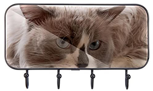 Klebehaken für Handtuch, Motiv: Katzengesicht, Katzengesicht, Wandhaken, zum Aufkleben auf Badezimmer/Küche/Schlafzimmer