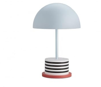 Printworks Akku-Tischlampe Riviera in hellblau mit schwarz-weißen Streifen, H: 28 cm, 3 Stufen Touch-Dimmer, warmes LED Licht, USB-C-Anschluss