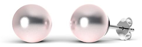 TIABELLE – Ohrstecker CRYSTAL PEARL aus Titan mit glänzenden Swarovski® Perlen – Silberfarbene Perlenohrringe für Damen – allergenfrei & hautverträglich – Handmade in Germany (8,0mm ø | Rosaline)