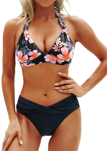 Neckholder-Bikini, Push-Up-Bikini, zweiteilig, Criss-Cross-Badeanzug