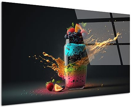 DECLINA, cadre photo décoration murale, impression sur verre acrylique, tableau cuisine, déco smoothie rafraîchissant, art mural moderne, décoration intérieure lumineuse, 80x50 cm