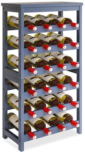STELLSTAR Etagere Rangement Bouteille De Vin, Design 2 en 1, Stockage Bouteille De Comptoir à 3 Niveaux De 12 Bouteilles, Casier à Vin Autoportant à 6 Niveaux De 24 Bouteilles, Gris