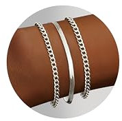 Krfy Silber Armband Set 925 Silber Clip Armbänder Silber 14 Karat vergoldet Figaro Kubanische Schlangenketten Armkette Armband Stapelbare verstellbare Armband für Damen
