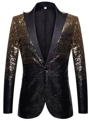 Glitzer Anzug Herren Regular Fit ,Pailletten Blazer Herren Langarm,Sakko Herren Glänzende Anzugjacket Festlich Mantel Schwarz Partyanzug Männer Anzugjacken für Party Karneval Kostüm Disco Outfit