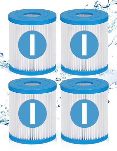 LVJUSEN® Lot de 4 filtres de piscine de type I de rechange pour pompes de filtration de 100/100 gal/h, BW 58093/58511/58381/58511E, P53RX0330000/P53FX0330000