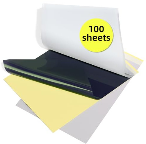 Tattoo Transfer Papier Tattoo Papier Schablone Papier, Tattoo Schablone Transfer Papier für Tattooing Transfer Kit, kompatibel mit M08F TP81 TP83 TP88 Tattoo Drucker, A4, 8,27x11,69 Zoll,100 Blatt