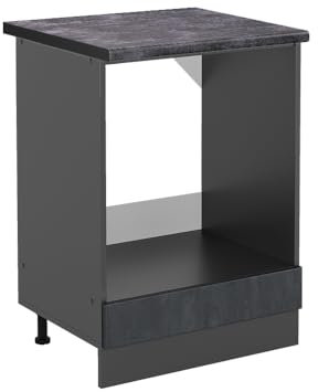 Vicco Herdumbauschrank R-Line, Schwarz Beton/Anthrazit, 60 cm AP Anthrazit