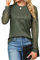 Cuptacc Langarmshirt Damen Mit Lace Ärmel Bluse 2025 Herbst Mode Waffelstrick Bluse Pleated Rundhals Tops Chic Armeegrün, XL 46-48