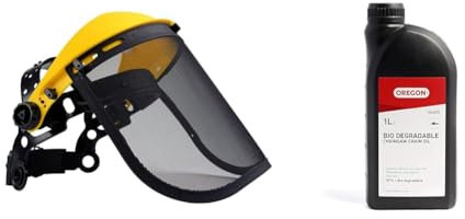 Oregon Q515064 Browguard and Steel Mesh Visor Combination, Adjustable Safety Face Shield & Biodegradable Chainsaw Chain & Guide Bar Oil, Chainsaw Oil for Chains, Premium Lubricant