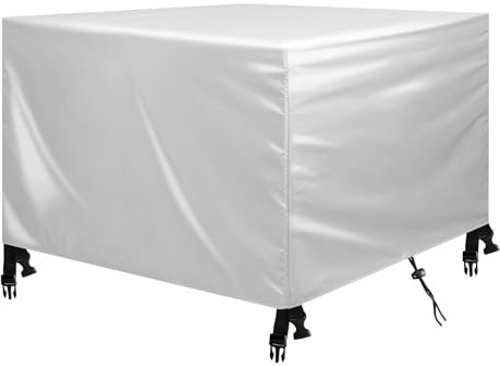 Funda Muebles Jardín Exterior Impermeable, Funda de Mesa de Jardin 200x70x60cm,Protector Anti-UV para Mesa y Sofá, Cubiertas para Muebles de Jardín Resistente al Desgarro,Plata