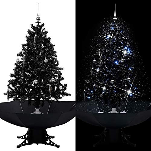 Homgoday Schneiender Weihnachtsbaum mit Schirmfuß Christbaum Dekobaum Kunstbaum Tannenbaum Weihnachten Künstlicher Weihnachtsbaum für Weihnachtsdeko Schwarz 140 cm PVC
