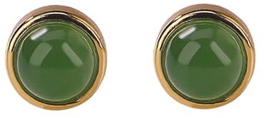 DLAZUM Ohrstecker aus natürlicher grüner Jade, Hetian-Jade-Ohrringe für Damen und Herren, Ohrstecker aus 925er Sterlingsilber für empfindliche Ohren, Hotan-Jade-Schmuck (Gold)