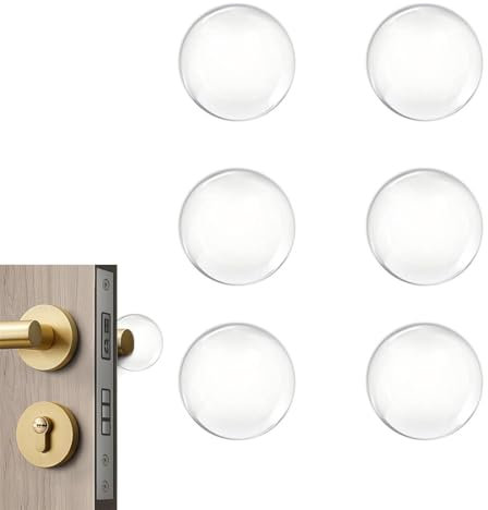 Door Stopper Wall Door Handle Stopper, 1.57inch Silicone Transparent Round Wall Protector, Self-Adhesive Door Stops Door Handle Bumper Pads for Wall, Fridge, Cabinets (6 Pcs)