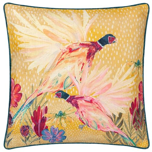 furn. Wylder Nature Country Wilds Pheasant Bloom Printed Cushion Cover - Gold - 45x45cm