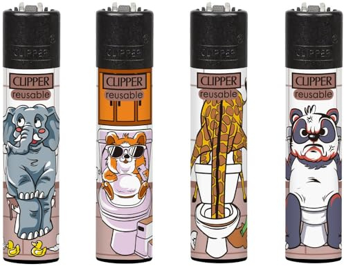 Sunmondo Clipper Feuerzeug Potty Problems – nachfüllbares Gasfeuerzeug mit wechselbarem Feuerstein
