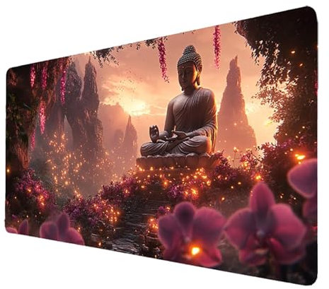 Black Mouse Mat Large xxL Gaming Mouse Pad with Seamed Edges, Waterproof Computer Office Zen Desk Mat with Non-Slip Rubber Base, Desk Decor for Desktop Pc Laptop Gifts for Men 48x24x0.12 inch 2942
