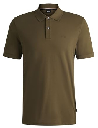 BOSS Herren Pallas Pallas Poloshirt aus Baumwoll-Piqué mit Logo-Details Dunkelgrün M