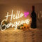 Hello Gorgeous Neonschild Hello Beautiful warmweiße LED-Neonlichter für Zuhause, Hochzeit, Geburtstag, Hintergrund, Junggesellinnenabschied, mit dimmbarem Schalter (5 V, 16,5 x 10,6 Zoll)