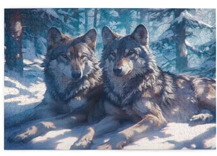 Wolf Puzzle 2000 Teile Erwachsene Wald, Puzzles mit Verpackung Box und Poster, Lustig Stress Abbauen Familien Unterhaltungsspiele für Raumdekoration, Kreative Geschenke für Männer/Frauen 1T-1151