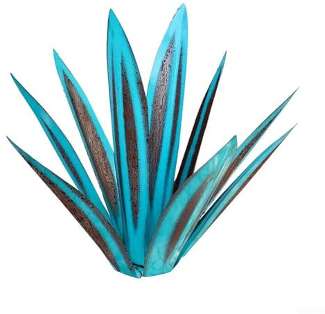 Fleur d'agave en métal fabriquée à la main, complément parfait à votre maison ou votre jardin (bleu)