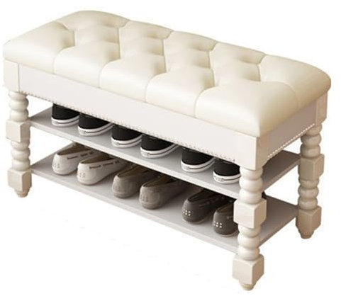 Mid Century Moderne Schuhbank aus Holz mit Kissen, Eingangsbereich, Aufbewahrung, stilvolle 100 x 30 x 45 cm, Flurmöbel für Heimdekoration und platzsparend.