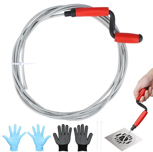 Vandicka Rohrreinigungsspirale, Spirale Abfluss Rohrreinigung | Ø 13mm x 5m, Universal Spirale Abflussspirale, Rohrreiniger Spirale für Toilette, Waschbecken und Badewannenabflüsse
