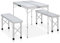 FBJAMZ Klappbarer Campingtisch mit 2 Bänken Aluminium Weiß Tragbare Campingmöbel für Outdoor-Aktivitäten wie Picknicks