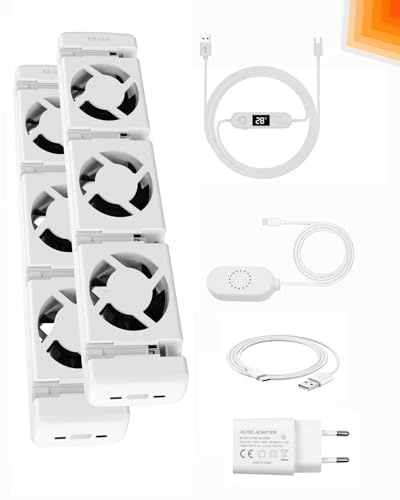 TEOV Heizkörper Ventilator 2026 Smart - Einstellbare Geschwindigkeit, Ultra-Leiser Heizverstärker mit Thermostat, Spart bis zu 25% Heizkosten (3er Set, 2 Pack)