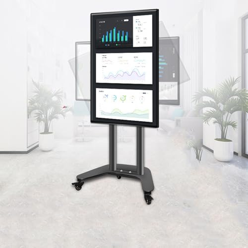 Verstellbarer mobiler TV-Wagen für 32-60-Zoll-Flachbildfernseher – rollbarer TV-Ständer mit Rädern – 0–90 ° neigbar und schwenkbar – stabile Kapazität von 100 kg – ideal für Heimbüro und