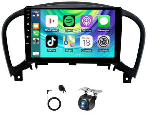 ikasus 4G+64G Android 14 Autoraido für Nissan Juke 2010-2014 mit Carplay Android Auto, Radio 9 Zoll Touchscreen mit Navi Bluetooth WiFi FM/RDS/DAB + AHD Rückfahrkamera Split Screen Mirror Link
