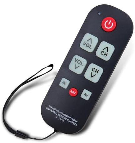 Iegefirm A-TV10 TV Remote for Seniors Universal Controller Simple Waterproof Remote Control with LED Light for All TV Models