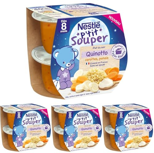 Nestlé Bébé - P'tit souper Quinotto Carottes Panais - dès 8 mois - 2 x 200g (Lot de 4)