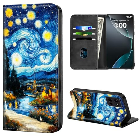 ETLKJVBL for Motorola Moto G Power 2025 Case Wallet with Card Holder, Starry Night - Van Gogh Style Stylish PU Leather Phone Case with Kickstand - Secure RFID Blocking & Magnetic Flip Cover