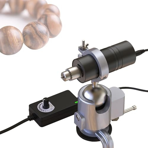 Lucidatrice per tornio per legno, 80 W, strumento di fresatura in metallo con velocità regolabile e pausa/avvio con un clic per lucidare e arrotondare le perline