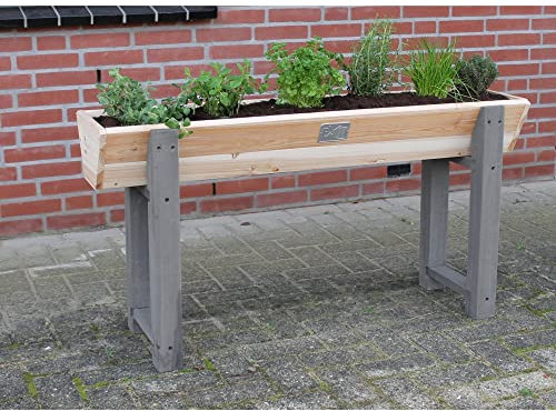 EXIT Toys Aksent Erhöhter Hölzerner Hochbeet M - Für Kinder - Mit Wurzelmatte - Gemüsegarten auf Beinen für den Außenbereich - Anbau von Gemüse & Kräutern im Garten - 70% FSC Kiefernholz - 115x28x60cm