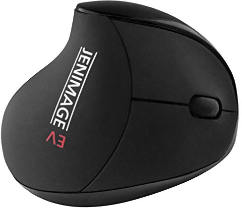 Jenimage Ergonomische Maus Wireless | Vertikal Maus kabellos in Schwarz | Ergo Maus Schnurlos für Linderung von RSI Syndrom | 5 Tasten Vertikalmaus
