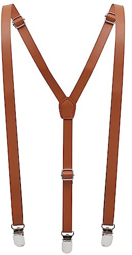 LUOEM Hosenträger Leder Hemd halter mit 3er Clips Y-Form für Männer und Damen