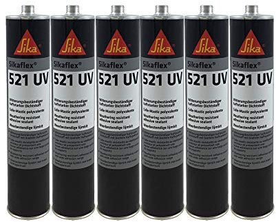 Sikaflex 521-UV Lot de 6 flacons de pâte d'étanchéité pour caravane Noir 300 ml