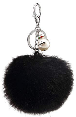 Canarea Schlüsselanhänger plüsch Ball Taschenanhänger Perle Bommel Keychain Elegant Plüsch-Kugel Auto-Anhänger Pompom Weich Schlüsselring, (2)