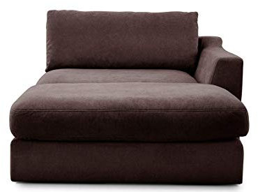 CAVADORE Sofa-Modul Fiona Longchair mit Armteil rechts / XXL-Recamiere passend zur Couchgarnitur Fiona / 139 x 90 x 199 /Webstoff dunkelbraun