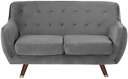 Modernes 2er Retro-Sofa aus Samtstoff in Grau Bodo