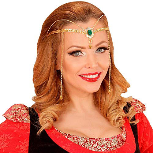NET TOYS Bezaubernder Prinzessin-Kopfschmuck mit Edelstein - Gold - Aufwendige Damen-Kopfbedeckung Diadem Königin - Wie geschaffen für Kostümfest & Mittelalterfest