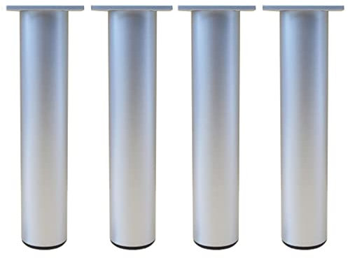 Lot de 4 pieds de meubles de cuisine en Aluminium - Réglables - Ronds - pied de support pour canapé de meuble capacité de charge 100 kg-20cm-Blanc