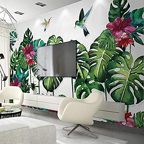 Southeast Asia Tropical Rain Woodland Green Banana Leaf Mural Wallpaper Custom Photo Wallpaper Grey Wall Sticker Border Living Room for Bedroom Rose Blue Mural Kids Rose Gold purple-150cm×105cm