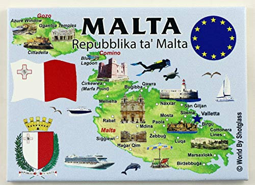 Malta EU Serie Souvenir Kühlschrankmagnet 6,3 x 8,9 cm