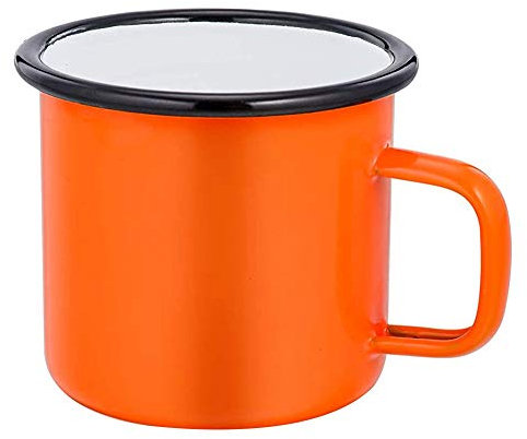 XDKS Enamel Coffee Tea Mug,Mug Enamel,Coffee Mug,Ounce Enamel Coffee Tea Camping Cup Mugs Enamel Camping Coffee Mug (Set of 1,Orange)